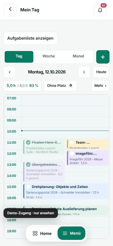 Mobile Backfolio-Demo: Mein Tag auf dem Smartphone